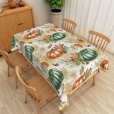Lofaris Rustic Fall Tablecloth with Green and Brown Pumpkin Patch for Thanksgiving Dinner Autumn Harvest Party
